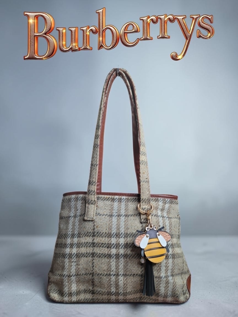 Burberrys Women’s Vintage Plaid Tote Bag Good Condition With COA
